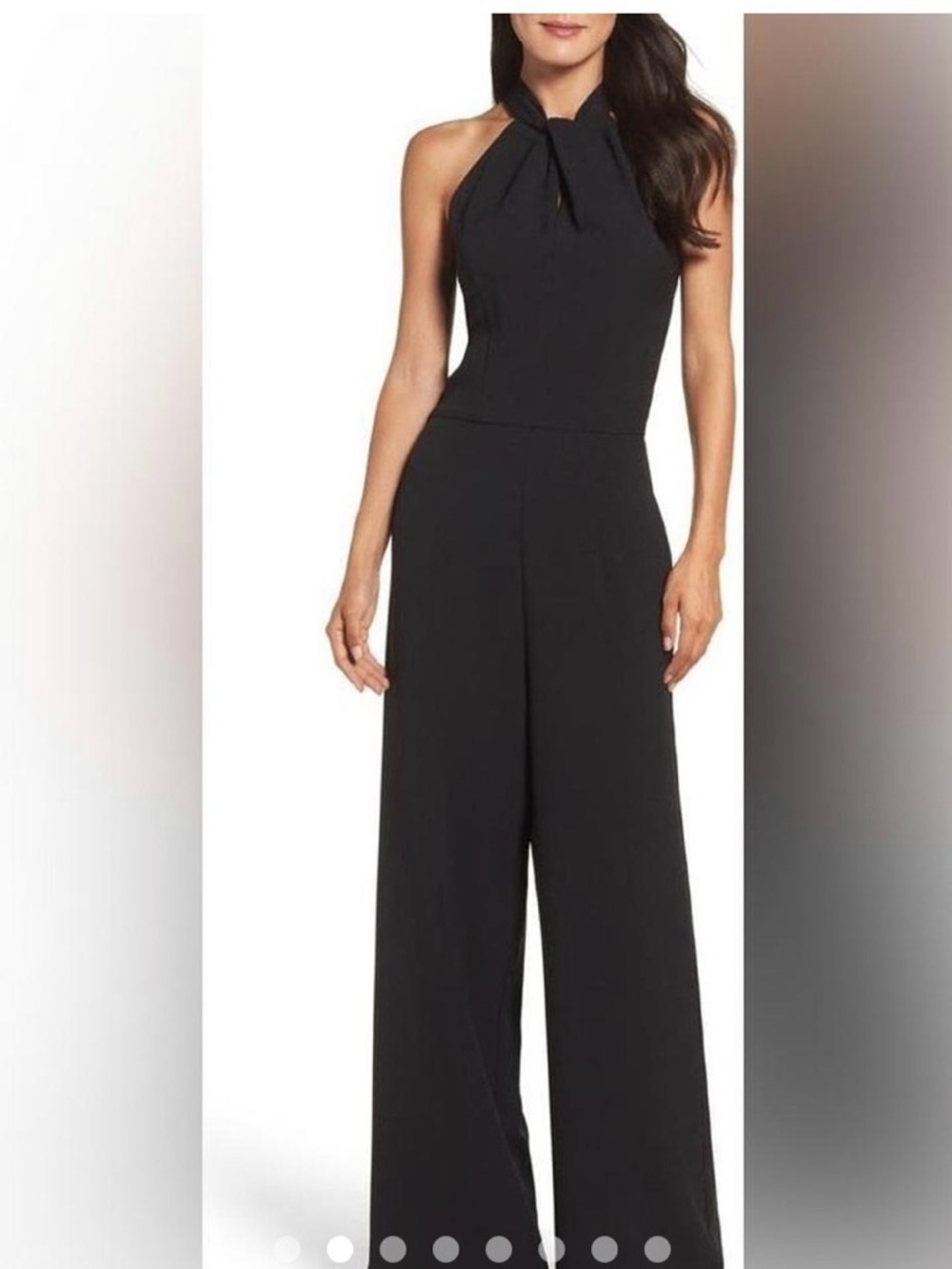 julia jordan Black Halter-Neck Wide-Leg Jumpsuit with Neck Tie